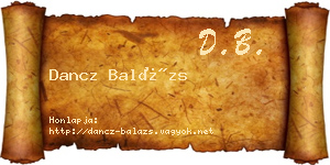 Dancz Balázs névjegykártya
